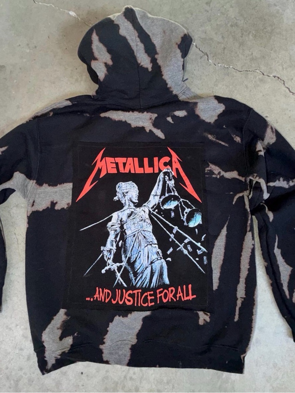 Metallica "...And Justice for All" Black Bleach Hoodie